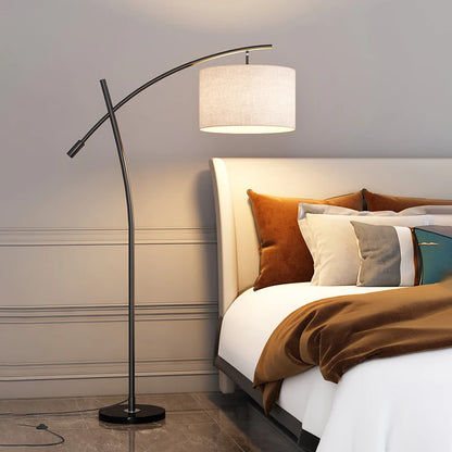 Floor statement lamp with fabric shade