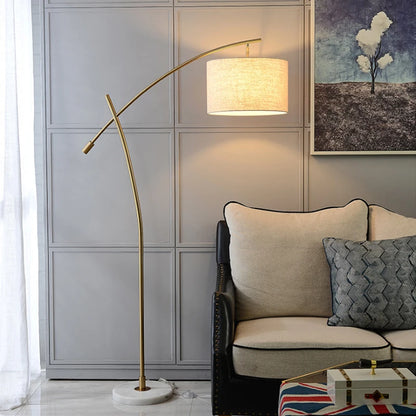 Floor statement lamp with fabric shade
